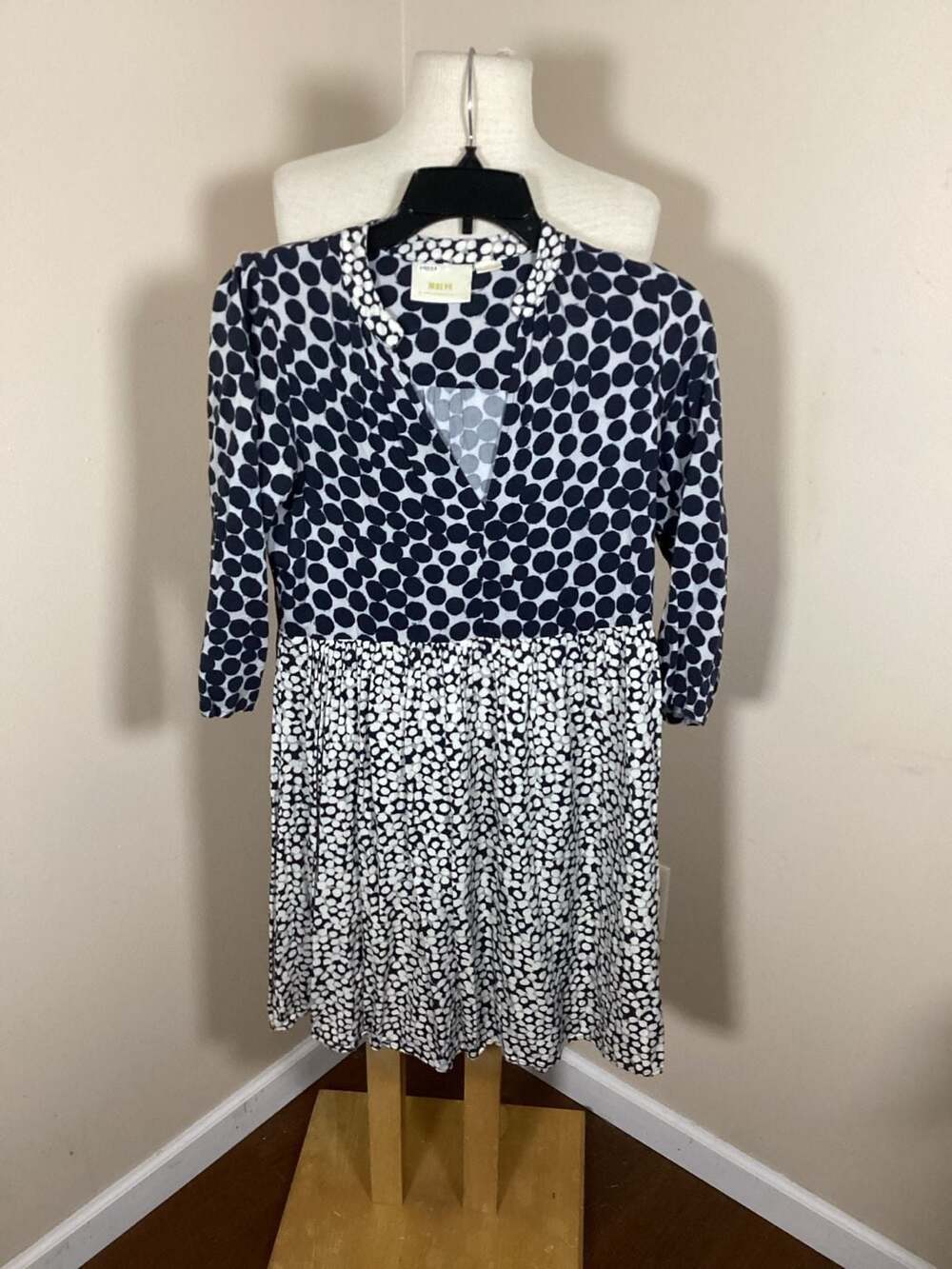 Maeve by Anthropologie Mixed Polka Dot V-Neck Knit Dress Size XS